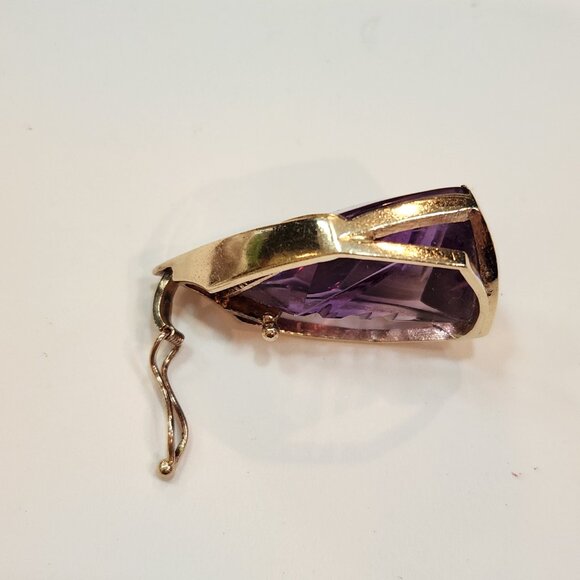 Large Vintage Modern 14K Solid Gold Laser Cut Amethyst Enhancer - Picture 10 of 11